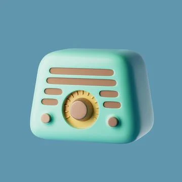 Simple radio icon 3d render illustration. Isolated object on pastel backgroun イラスト素材
