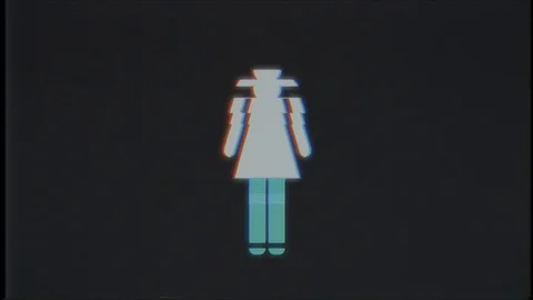 Simple rainbow man symbol glitch screen distortion VHS TV display animation Stock Footage 89118574