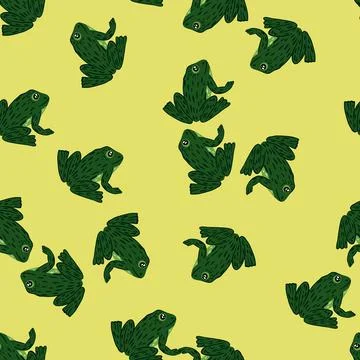 Simple random animal design seamless pattern with green frogs shapes print. Y 스톡 일러스트