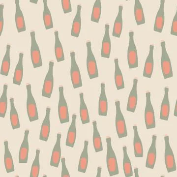 Simple random bottles ornament seamless pattern. Doodle little elements on li Stock Illustration