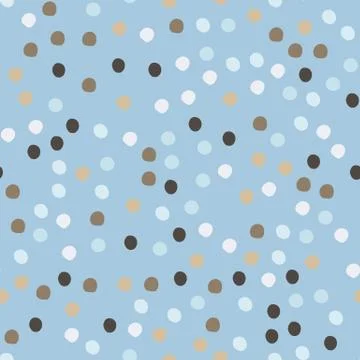 Simple random dots seamless pattern on blue background. Circle shapes wallpap Stock Illustration