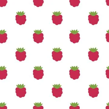 Simple Raspberry seamless pattern. Berry food summer background. Stock Illustration