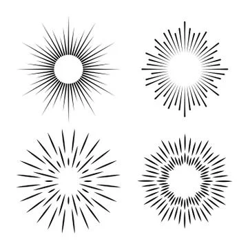 Simple ray set. Hand drawn geometry gold burst sun star rays vector minimal Stock Illustration