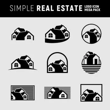Simple Real Estate Logo Mega Pack Stock Illustration