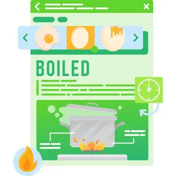 Simple recipe for boiling egg vector flat icon 스톡 일러스트