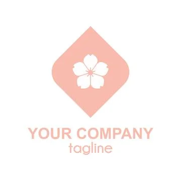 Simple rectangle flower vector logo Stock Illustration