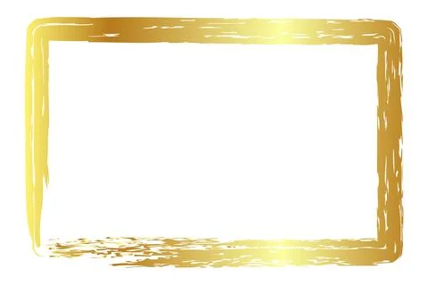 Simple rectangle frame from gold golden crayon, at white background Stock Illustration