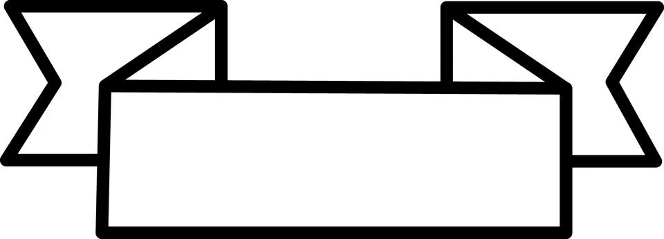 Simple rectangular banner with tails icon Stock Illustration