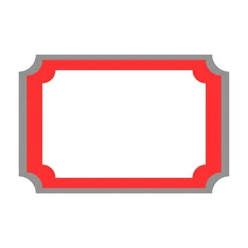 Simple rectangular label with ornate red border and gray outline on white b.. Illustrazione stock