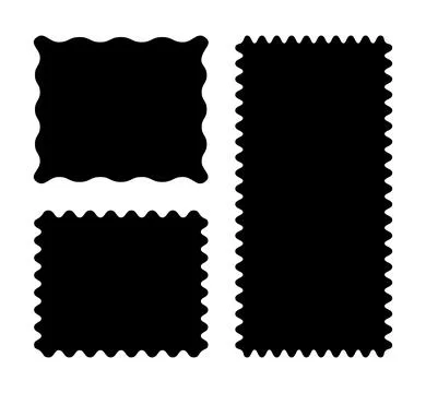 Simple rectangular patterns with squiggly borders. Wave curve edge flat frames Stock Illustration