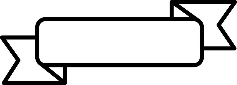 Simple rectangular ribbon banner outline icon Stock Illustration