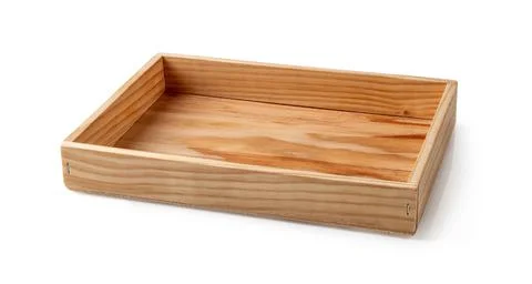 Simple rectangular serving tray isolated on white background. Stock Photos