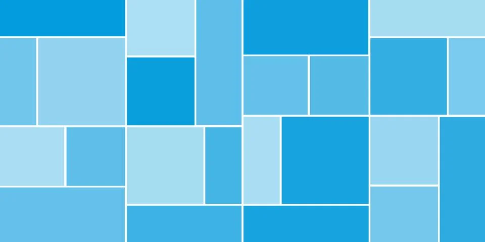 Simple Rectangular Tiled Frames of Various Sizes, Colored in Shades of Blue.. Stock Illustration