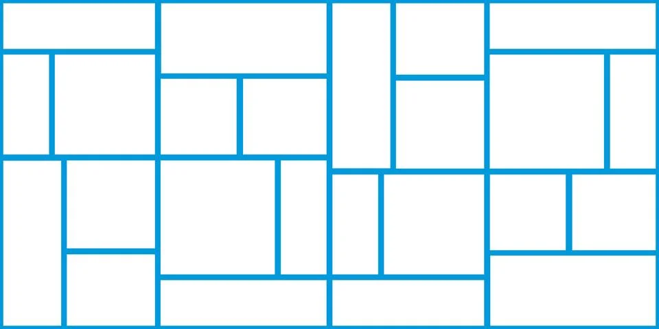 Simple Rectangular Tiled Frames of Various Sizes, Colored in White - Geomet.. Stock Illustration