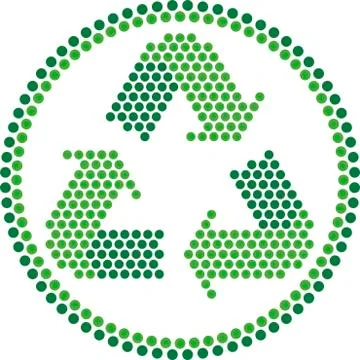 Simple recycle symbol into a circle made by small dots. Stock Illustration