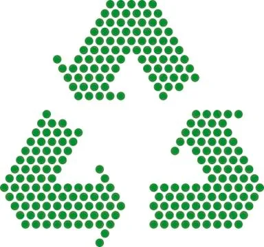 Simple recycle symbol made by small dots. Stock Illustration