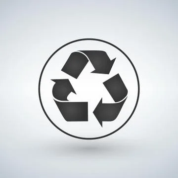 Simple recycling icon in the circle, vector illustration Illustrazione stock