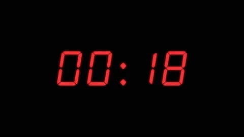 Simple Red and Black 25 seconds digital alarm clock countdown timer Video stock 232972935