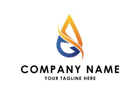 Simple Red and Blue Fire Water Drop Logo Design	 Stock Illustration