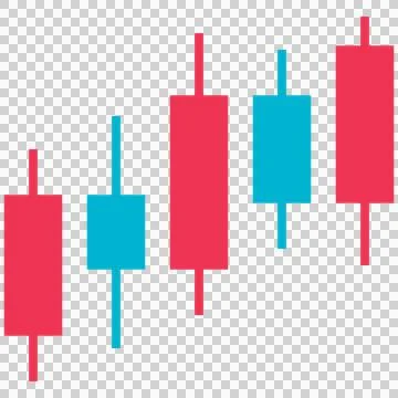 Simple red and blue icon of candlestick chart Stock Illustration
