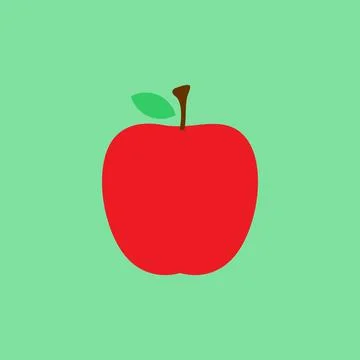 Simple red apple flat illustration stock vector Stock Illustration
