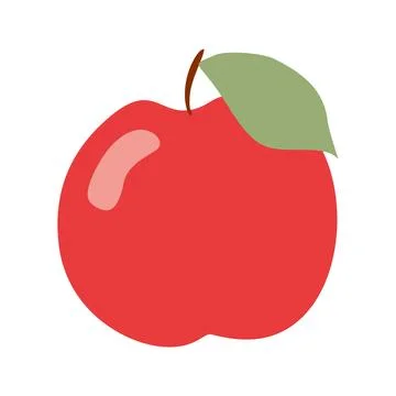 Simple Red Apple in Flat style. Cartoon Vector Illustration Isolated on Whi.. Stock Illustration