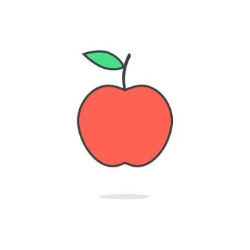 Simple red apple icon with shadow Stock Illustration