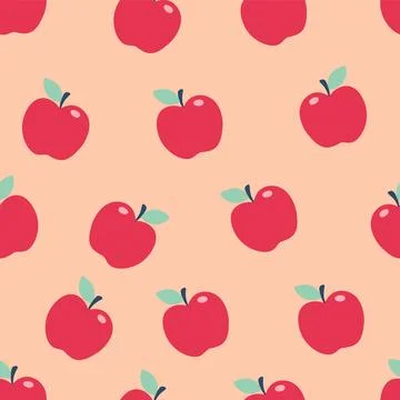 Simple Red Apple pattern. Fruit vector Stock Illustration