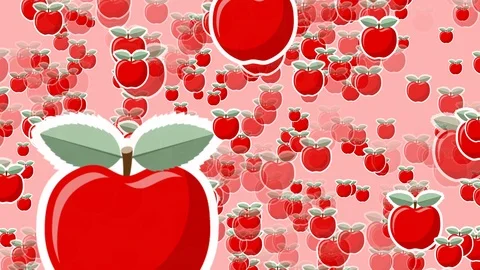 Simple red apple video background in vintage retro style. Stock Footage 86581313