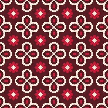 Simple red batik flower pattern Stock Illustration