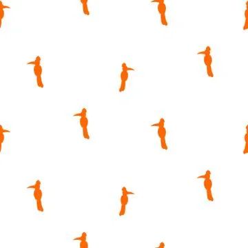Simple red bird silhouettes seamless vector pattern. Stock Illustration
