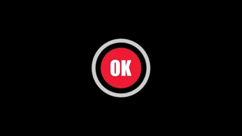 Simple red button with white text ok pulsating animation on black background 스톡 동영상 333878127