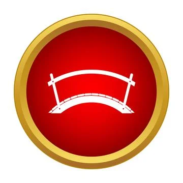 Simple red circle icon showing a bridge Stock Illustration