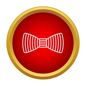 Simple red circle icon showing a striped bow tie design Stock Illustration