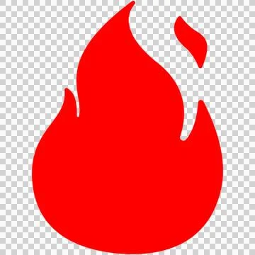 A simple red fire flame icon, isolated on a black background, representing .. Stock Illustration