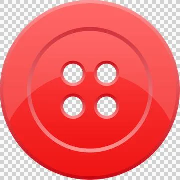 A simple, red, four-hole button for clothing. It looks shiny and new with a.. Stock Illustration