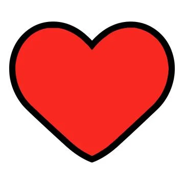 Simple Red Heart Icon with Bold Black Outline Illustrazione stock