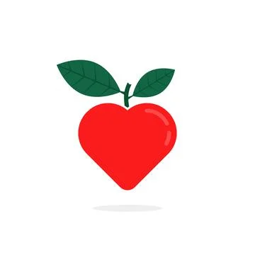 Simple red heart with leaf logo Stock Illustration