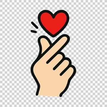 Simple Red Heart Shape Gesture Finger Symbol Icon Hand Drawn 스톡 일러스트
