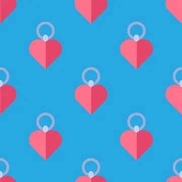 Simple red heart sharp vector seamless pattern background color card beautiful Stock Illustration