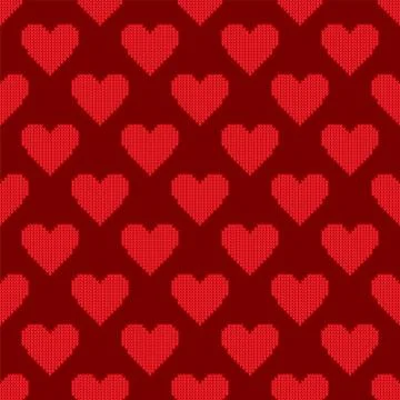 Simple red heart sharp vector seamless pattern background pink color card Stock Illustration