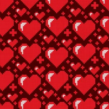 Simple red heart sharp vector seamless pattern background pink color card 스톡 일러스트
