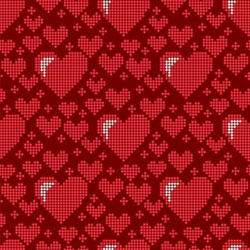 Simple red heart sharp vector seamless pattern background pink color card 스톡 일러스트