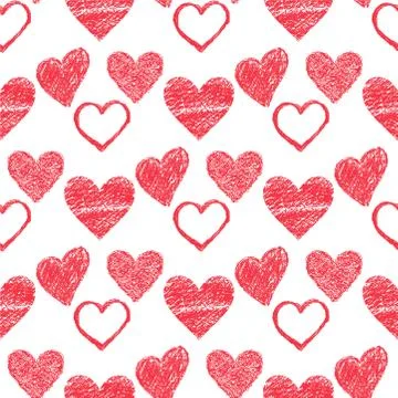 Simple red heart sharp vector seamless pattern background pink color card 스톡 일러스트