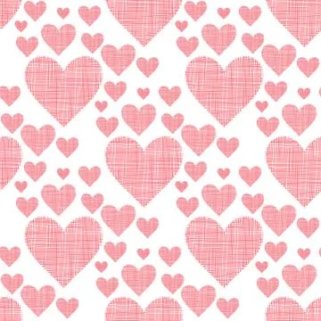 Simple red heart sharp vector seamless pattern background pink color card 스톡 일러스트