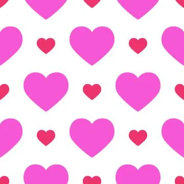 Simple red heart sharp vector seamless pattern background pink color card 스톡 일러스트