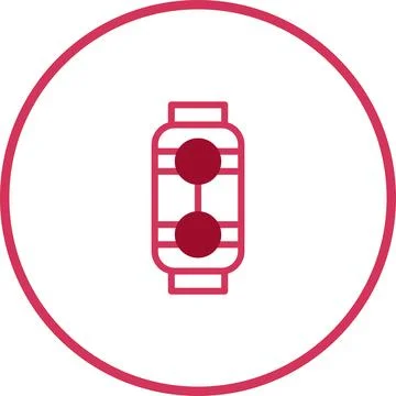 Simple Red Icon of a Decorative Lantern on White Background, Elegant Design Stock Illustration