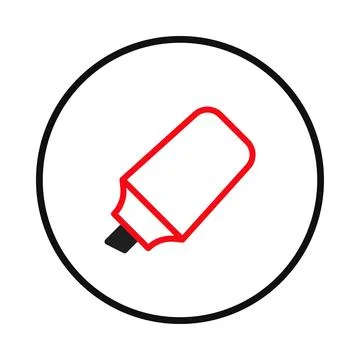 Simple red marker graphic on white background emphasizing writing instrumen.. 스톡 일러스트