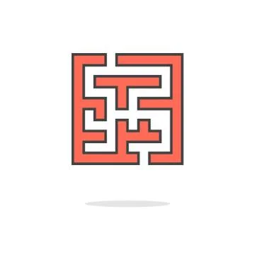 Simple red maze icon with shadow イラスト素材