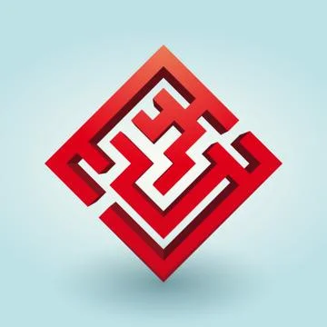 Simple red maze Stock Illustration